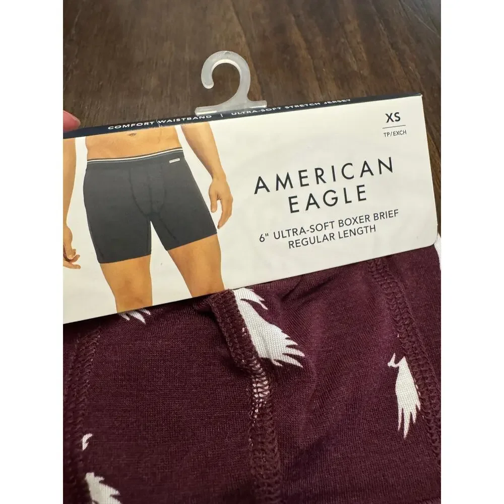 American Eagle Outfitters burgundy boxer brief with white bird graphics size XS